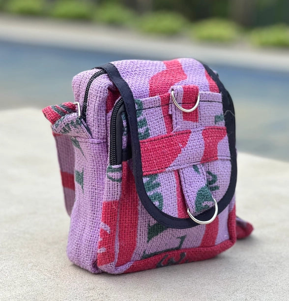 Hemp Handmade Hippie Small Cross Body Bag, Passport Bag