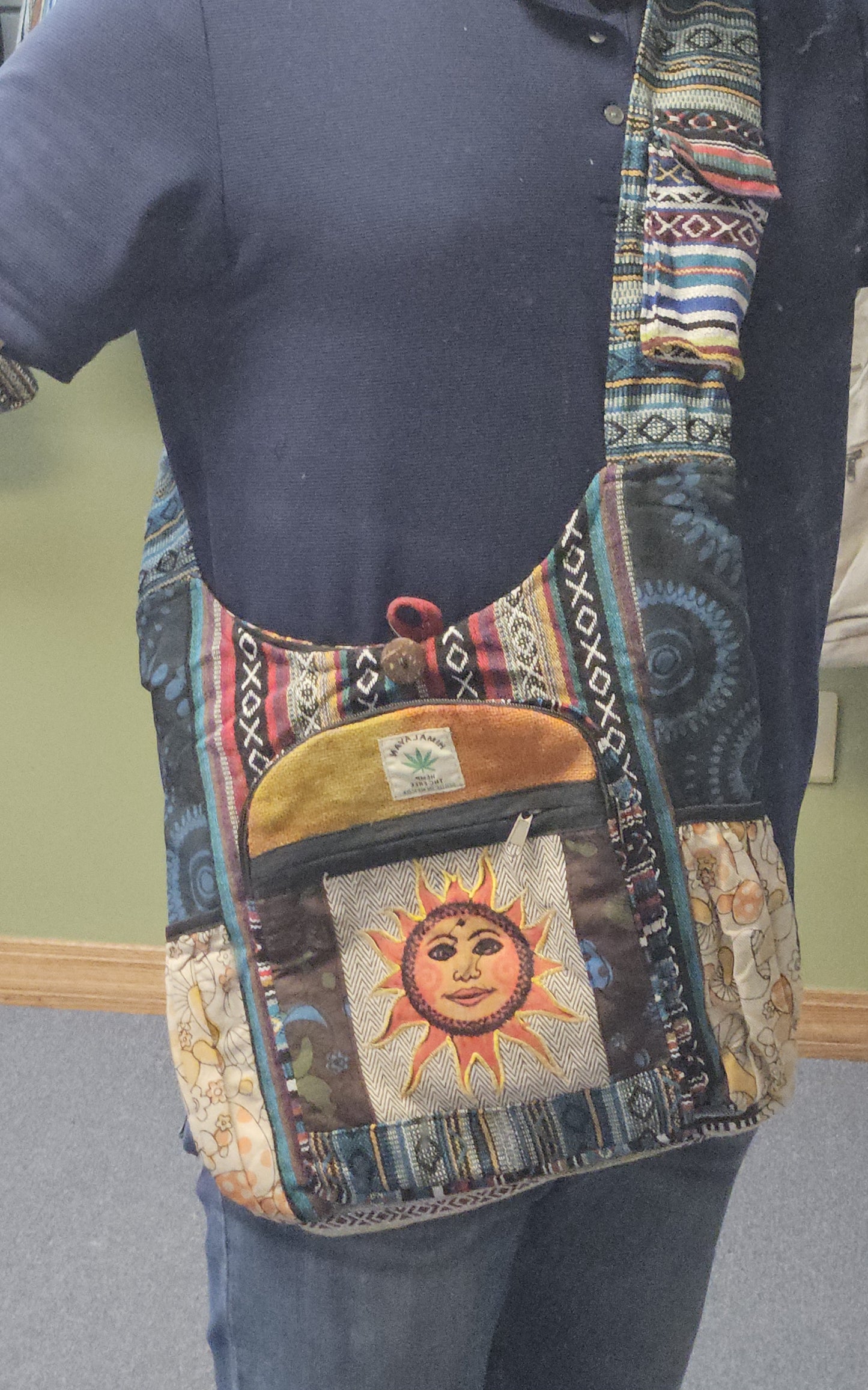 Hemp Two Pocket Crossbody Bag