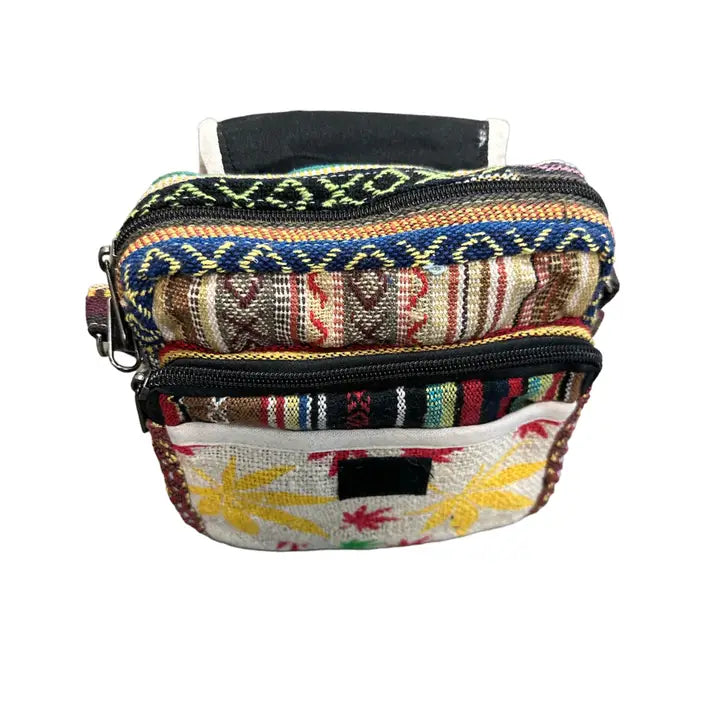 Hemp Leaf Print Mini Sling Bag