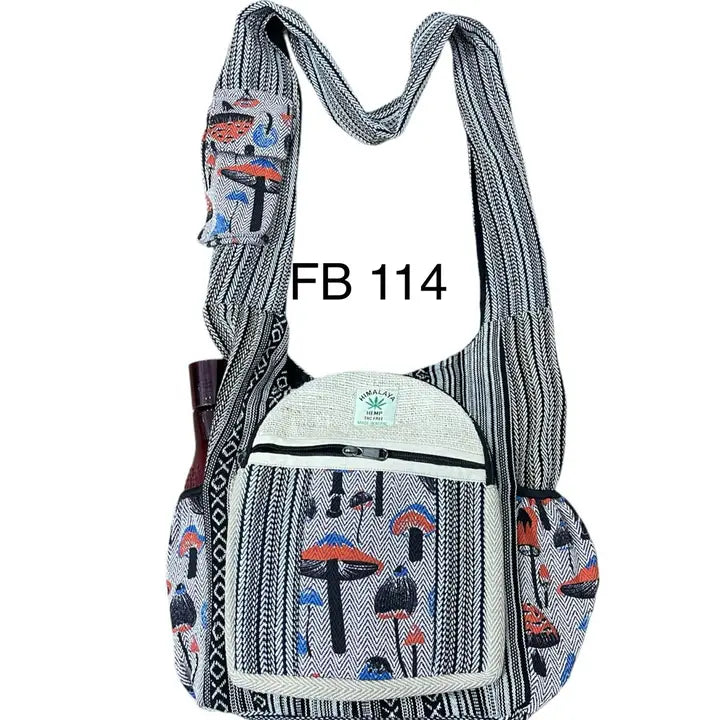 Hemp Mushroom Print Outside Pocket Bag