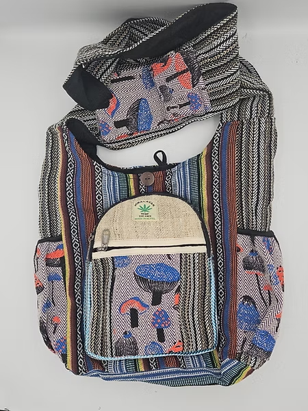 Hemp Made Crossbody Bag With Mushrooms
