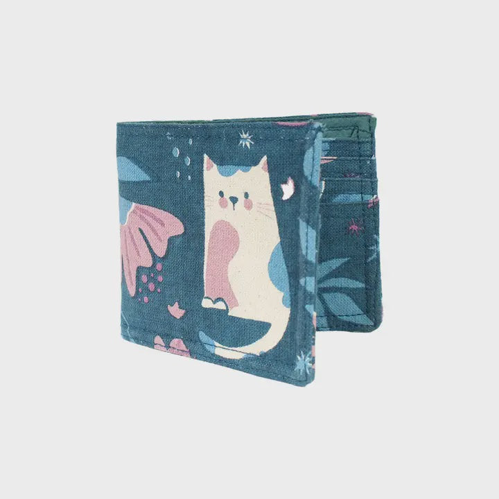 Cat Print Canvas Wallet
