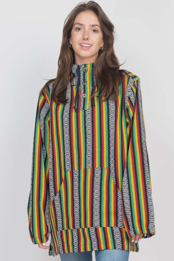 Rasta Button Baja Hoodie
