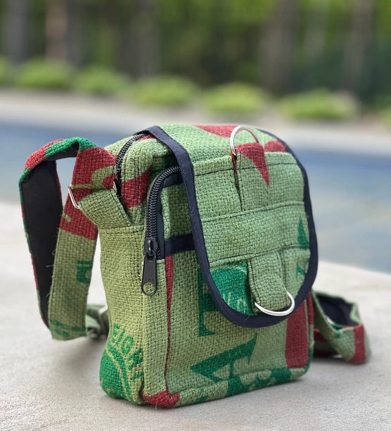 Hemp Handmade Hippie Small Cross Body Bag, Passport Bag