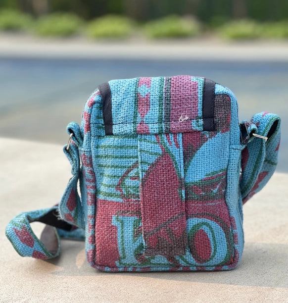 Hemp Handmade Hippie Small Cross Body Bag, Passport Bag