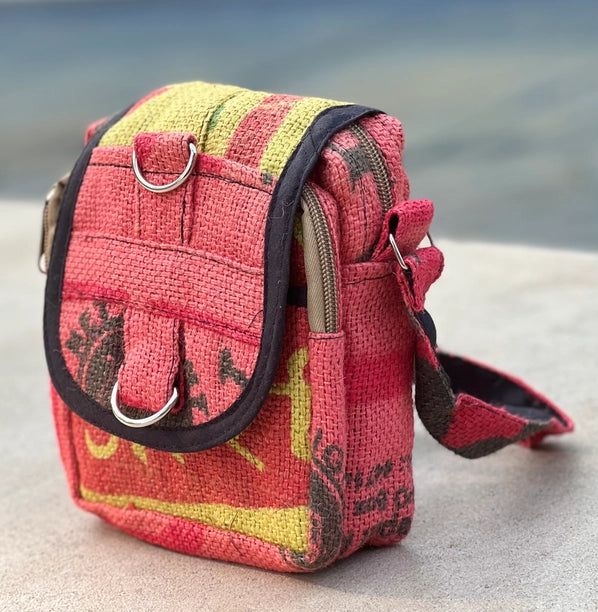 Hemp Handmade Hippie Small Cross Body Bag, Passport Bag