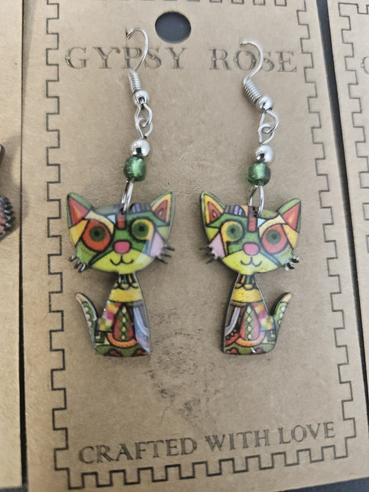 Acrylic Cat Earings