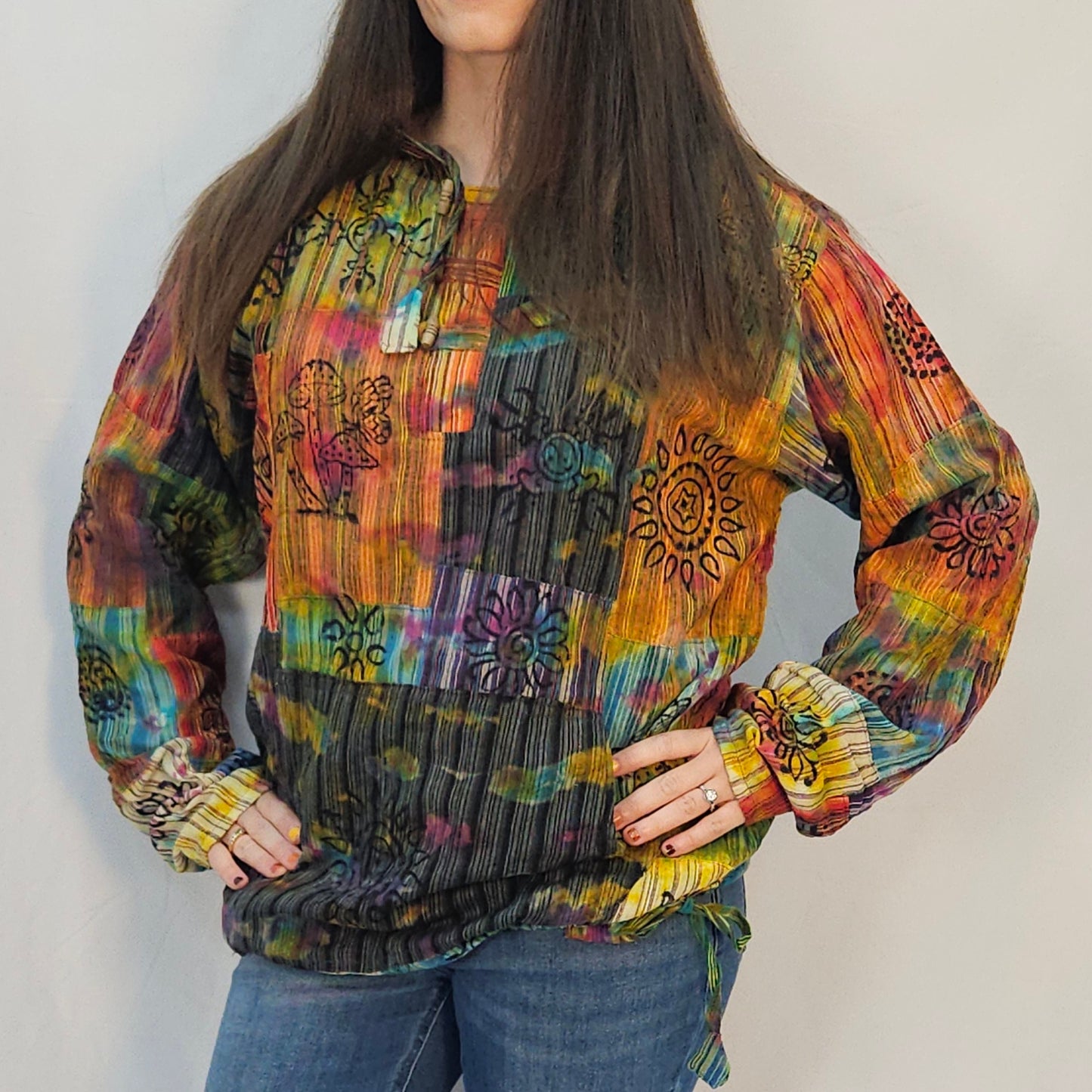 Royal Tie Dye Patchwork Hoodie