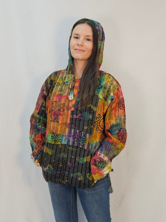 Royal Tie Dye Patchwork Hoodie