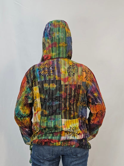 Royal Tie Dye Patchwork Hoodie