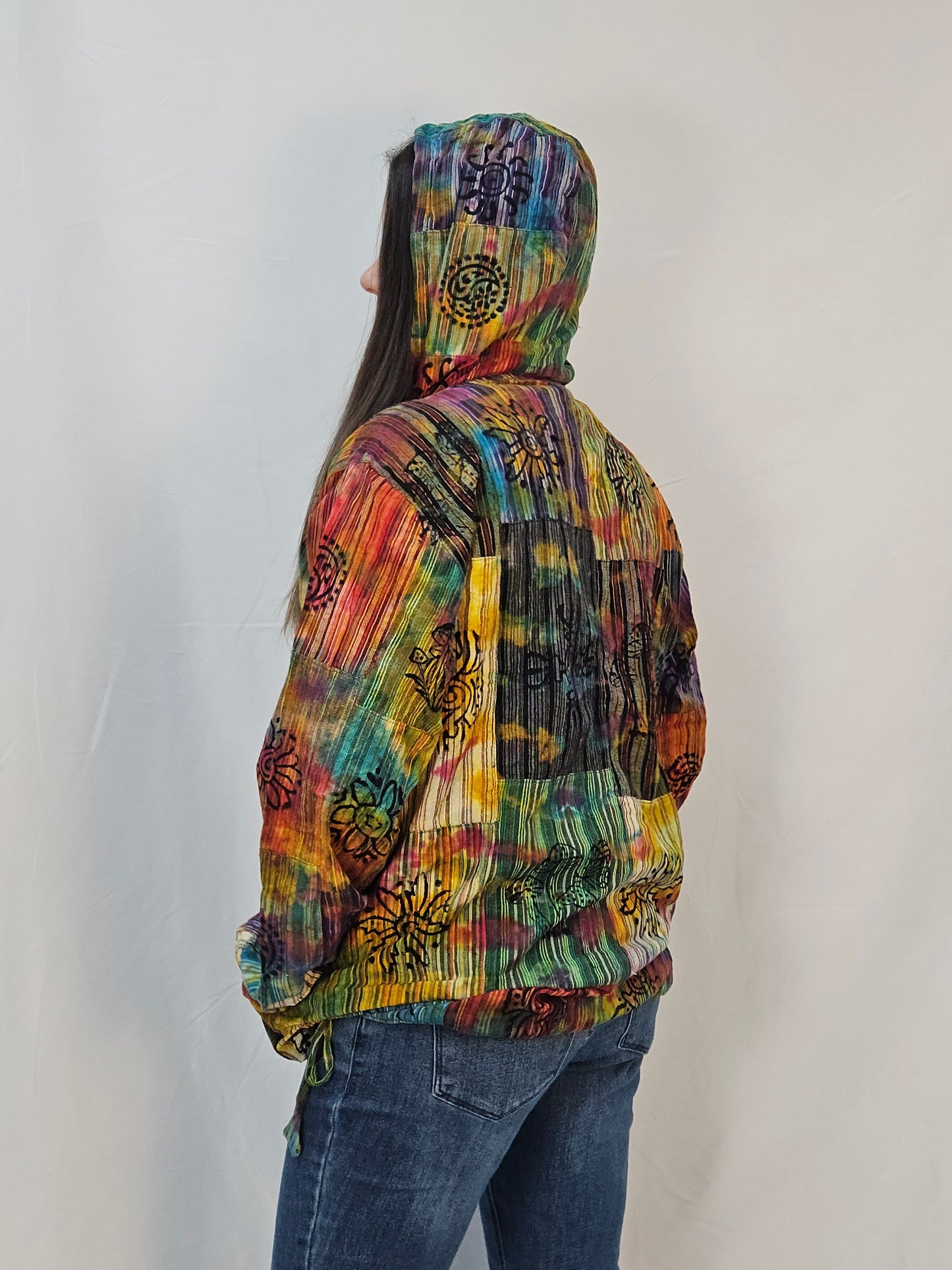 Royal Tie Dye Patchwork Hoodie