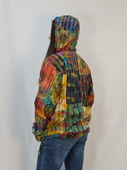 Royal Tie Dye Patchwork Hoodie