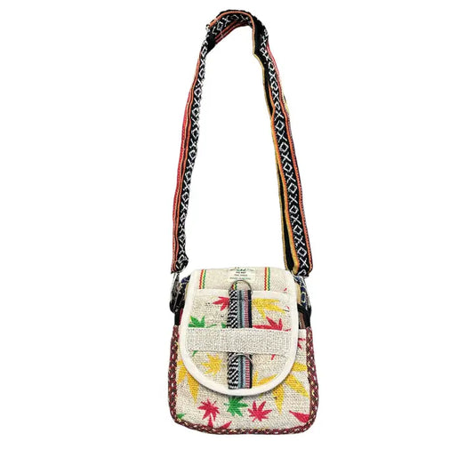 Hemp Leaf Print Mini Sling Bag