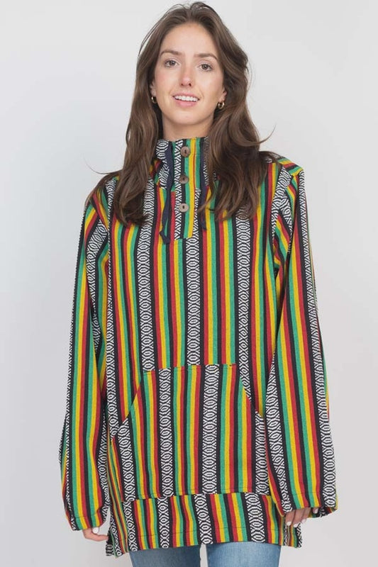 Rasta Button Baja Hoodie