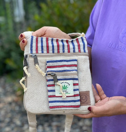 Hemp Hippie Small Cross Body Bag, Travel Sling Passport Bag